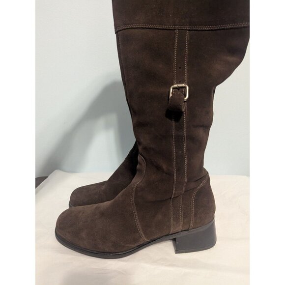 La Canadienne womens Tall Dark Chocolate Brown Suede Boots size 9.5 riding boot - Picture 1 of 16